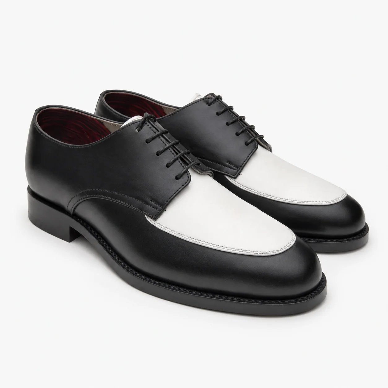 Black and White Leather Spectator Derby Shoes