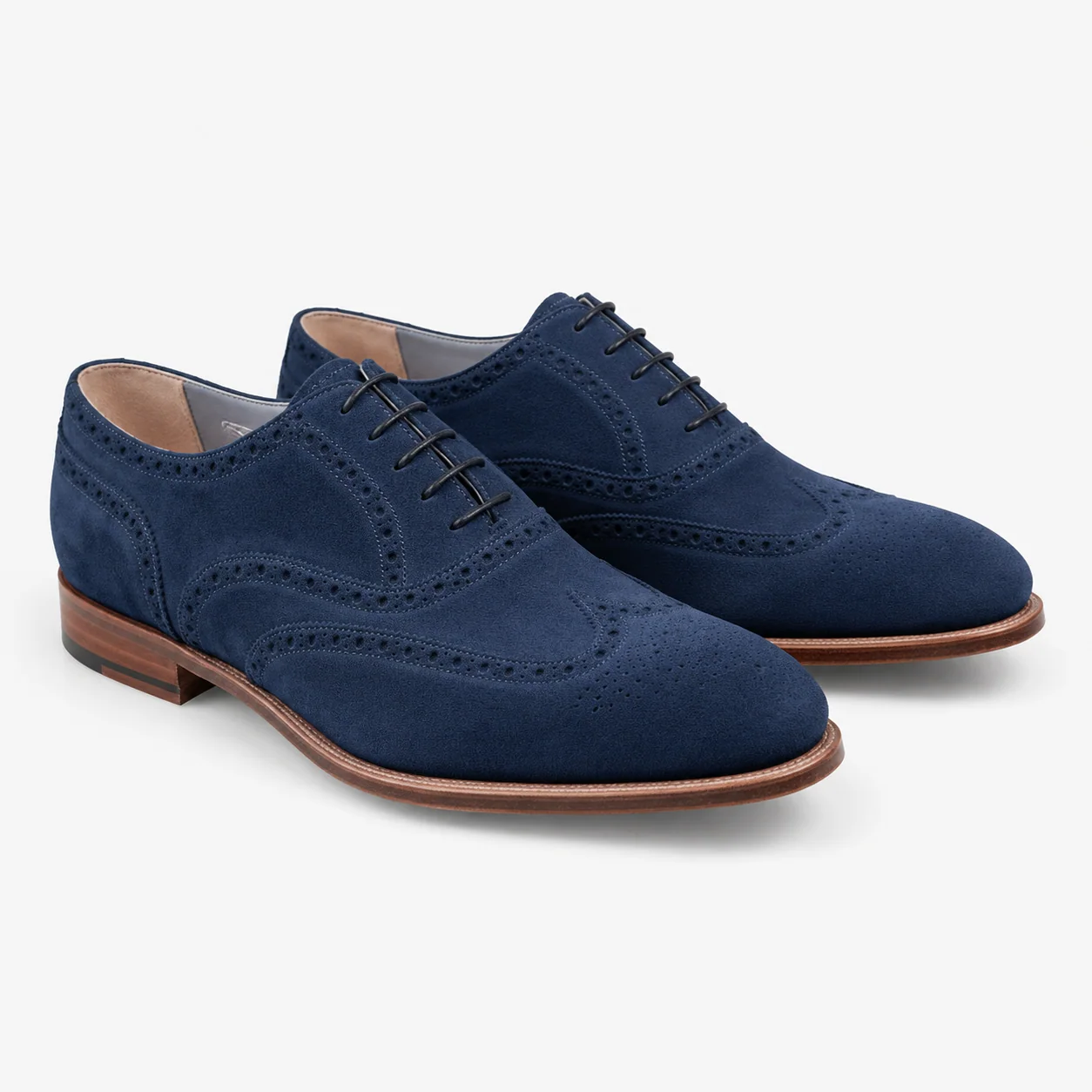 Navy Suede Wingtip Brogue Oxford Shoes
