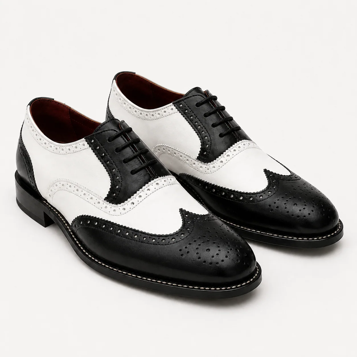Black and White Wingtip Spectator Oxford Shoes