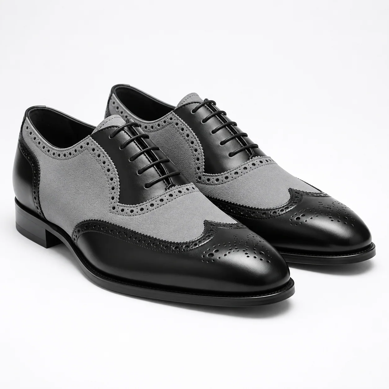 Black and Grey Spectator Brogue Oxford Shoes