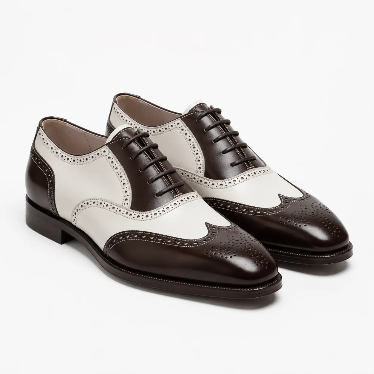 Brown and Ivory Spectator Brogue Oxford Shoes