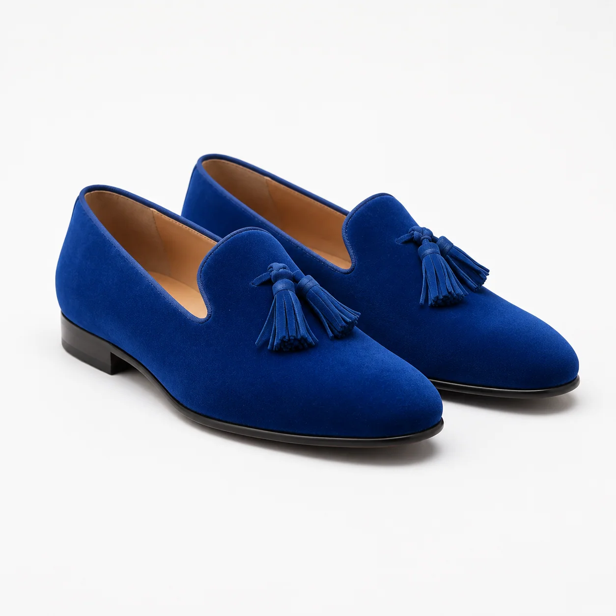 Royal Blue Velvet Tassel Loafers