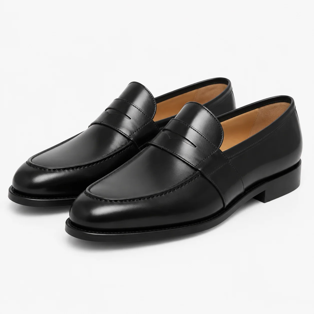 Black Leather Penny Dress Loafers