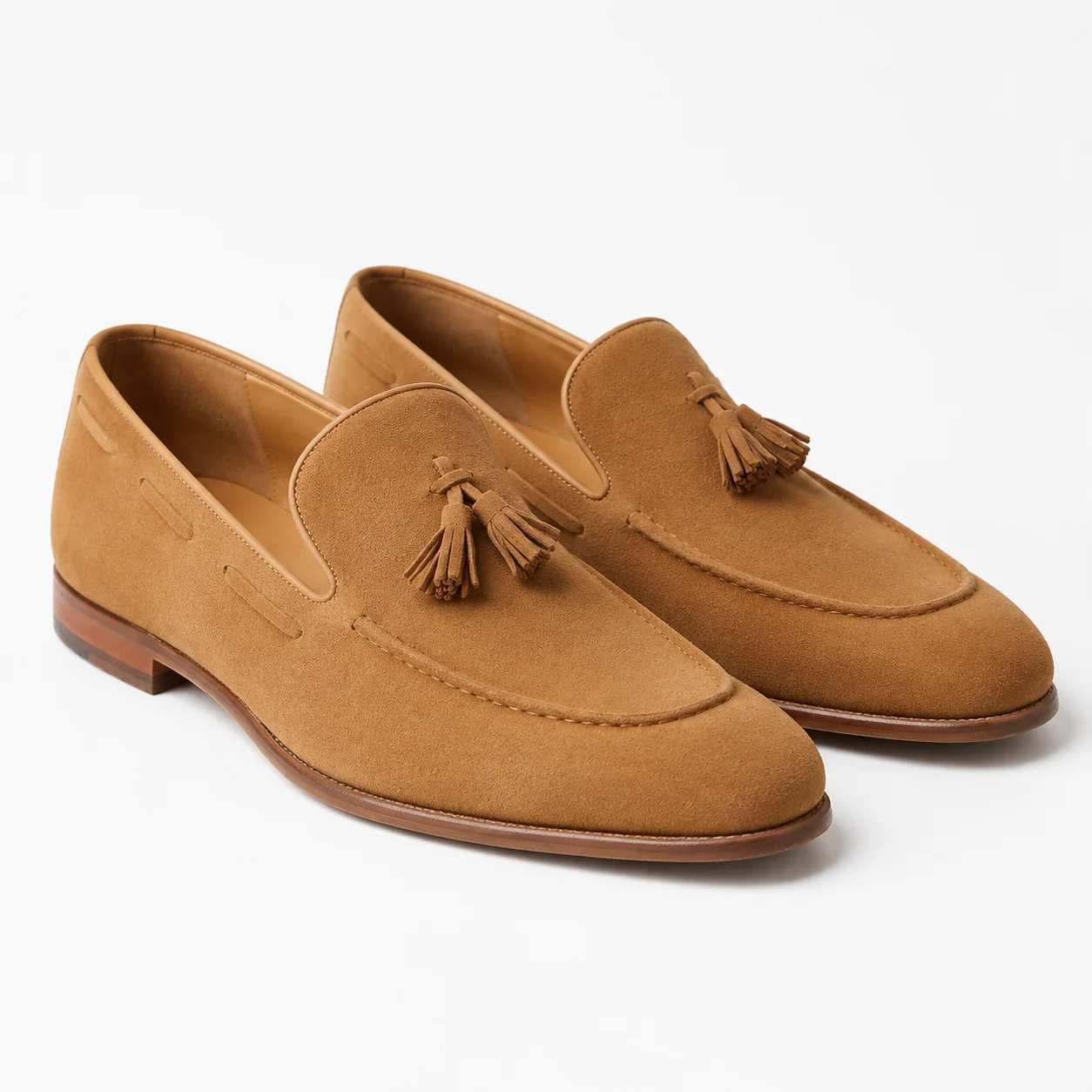 Tan Suede Tassel Loafers