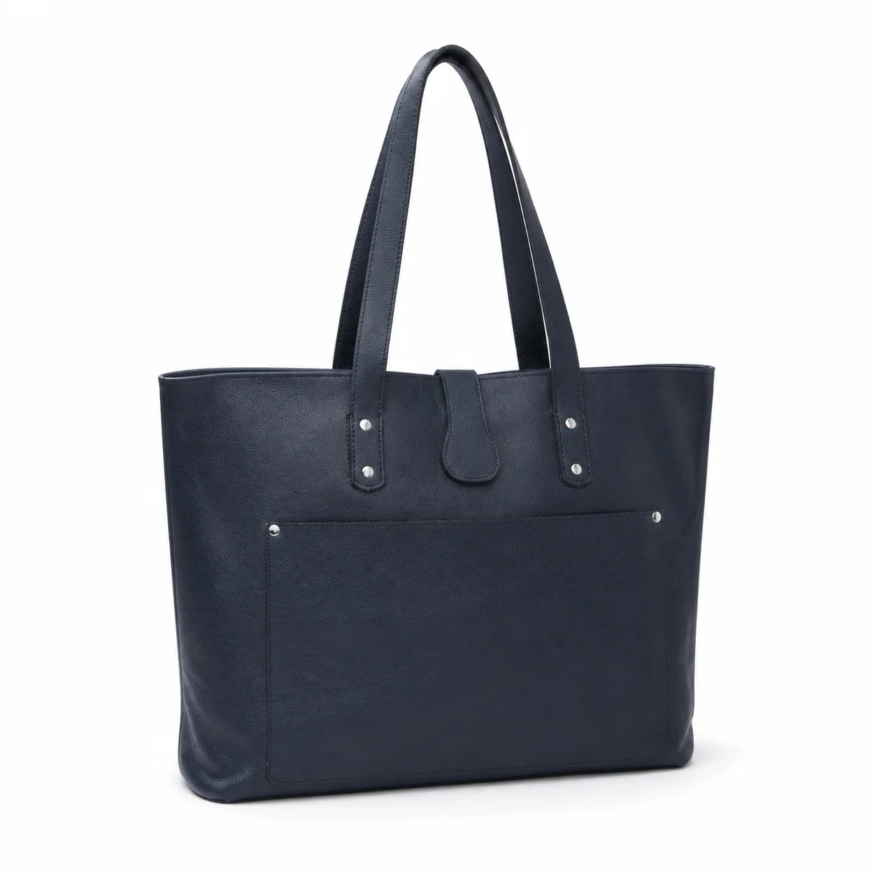 Navy Blue Tote Bag with Organizer Pockets & Snap Closure
