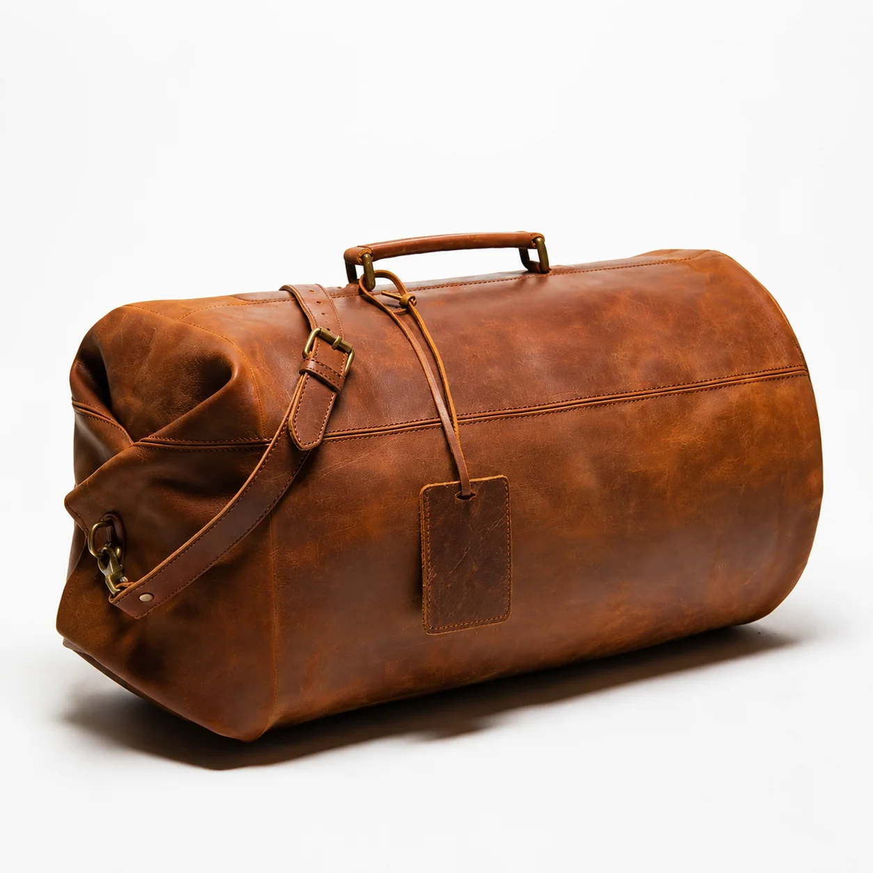 Barrel Duffel Bag with Shoulder Strap & Luggage Tag