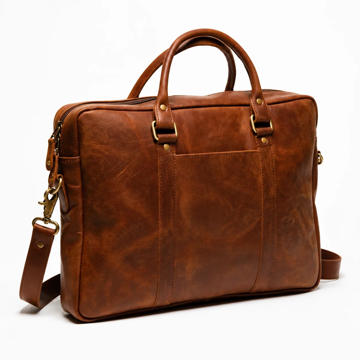 Brown Laptop Briefcase with Shoulder Strap