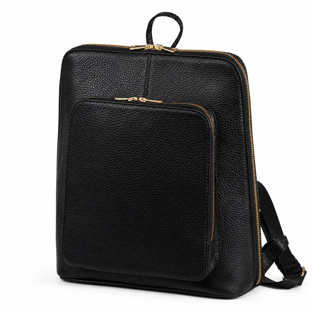 Black Organizer Backpack with Front Zip Compartment