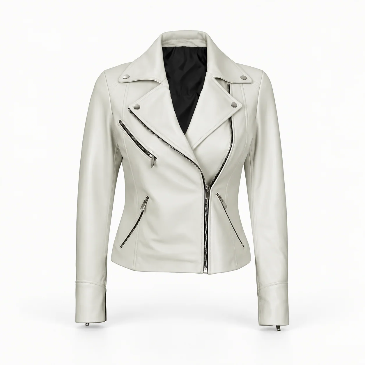 Off-White Leather Asymmetric Biker Jacket